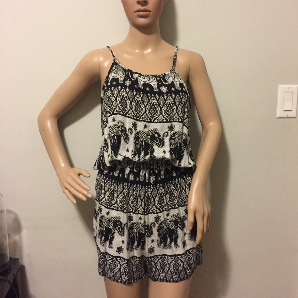 Tribal Elephant Print Romper